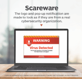 Screen image of a pop-up scareware alert