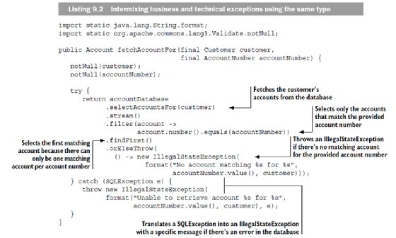 Example of using the same type of exceptions