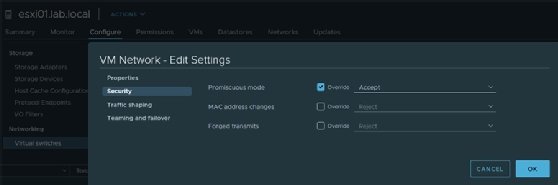 Screenshot of VMware VM network settings