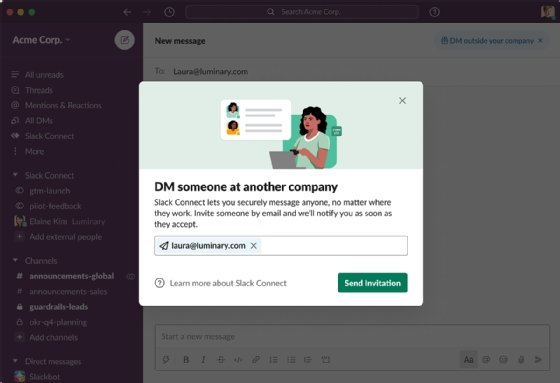 User attempting to DM person at other company 