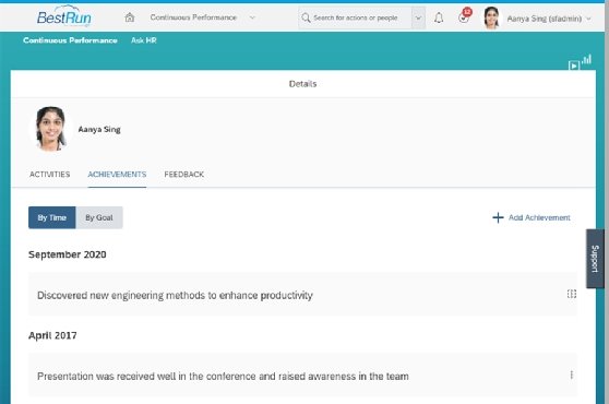 SuccessFactors CPM Achievements view