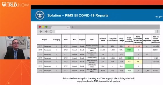 Jim Watts, program manager at the Transportation Security Administration, speaks during MicroStrategy's virtual user conference.