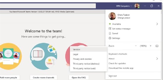 Microsoft Teams version
