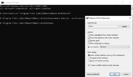 VMware KVM mode preference parameter options