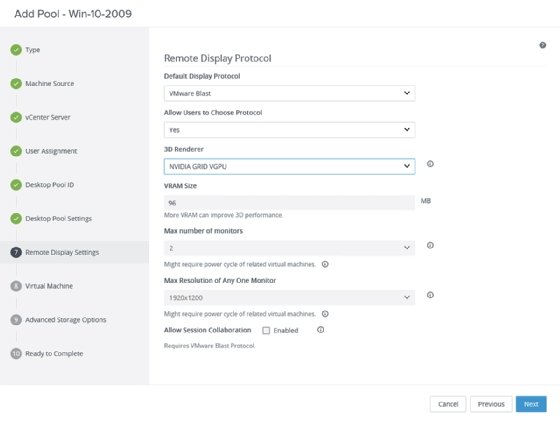 VMware display settings