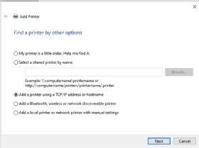 Finding a printer via TCP/IP