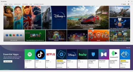 The app for the Microsoft Store homepage