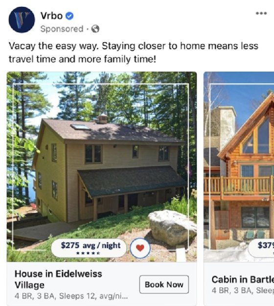Vrbo targeted advertisement screenshot