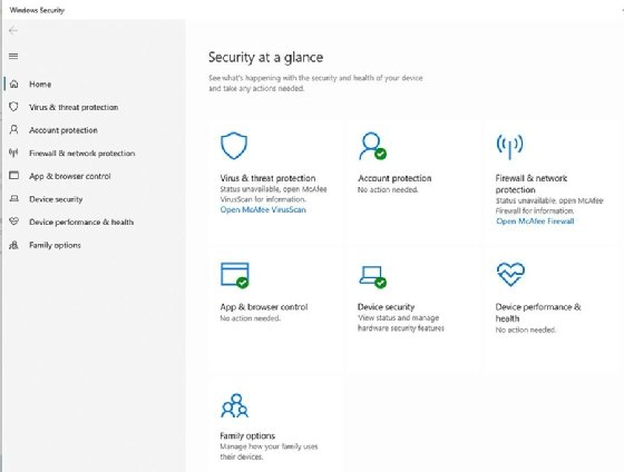 McAfee on Windows Security Center
