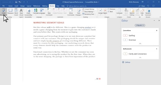 Microsoft Word predictive text