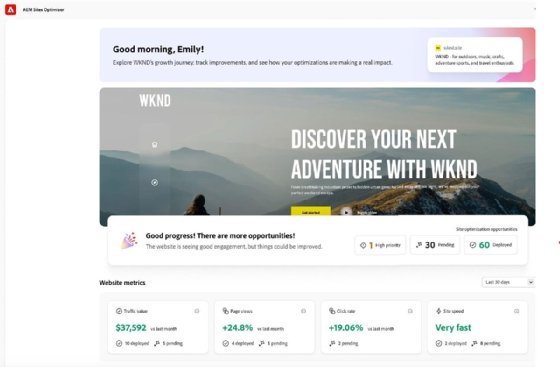 Adobe Experience Manager Sites Optimizer screenshot