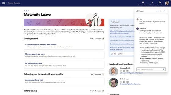 An example of a personalized employee interaction on the ADP Lyric HCM.