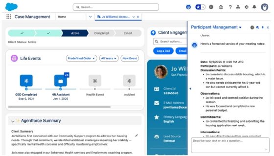 Agentforce Nonprofit screenshot showing case management