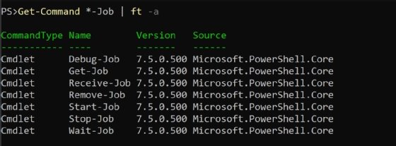 PowerShell 7.5 job commands