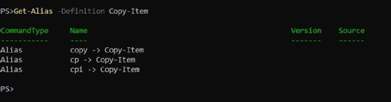 Get-Alias command
