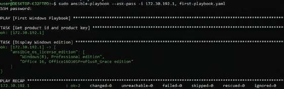 Ansible command output