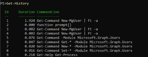 list of executed PowerShell commands