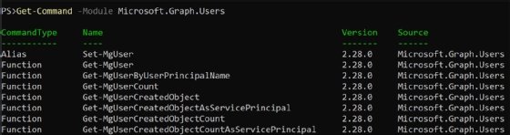 list PowerShell module cmdlets
