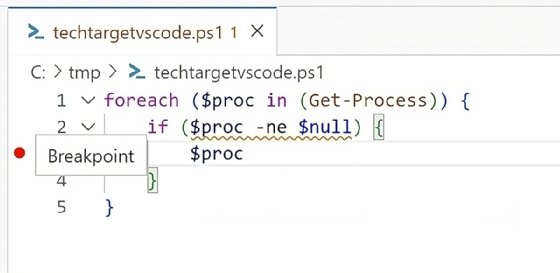 Screenshot of VS Code breakpoint.