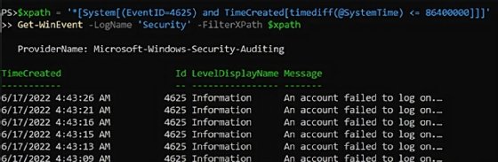 Get-WinEvent output