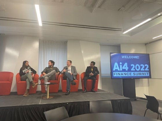 Image of a panelist discussion at Ai4 Finance conference