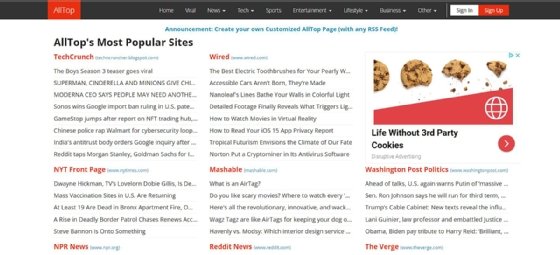 AllTop homepage