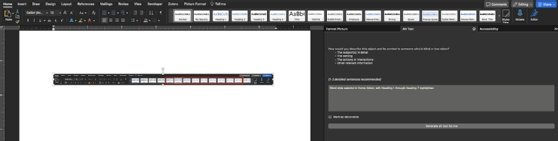 A screenshot of Word's feature to add alt text, including the prompt it provides and where users can add their text.