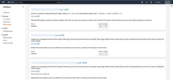 Recommendations from code reviews