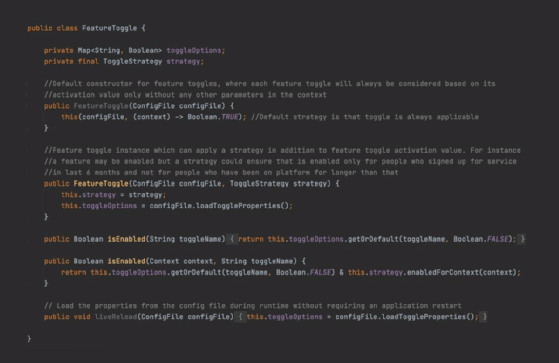 Simple feature toggle implementation using config files.