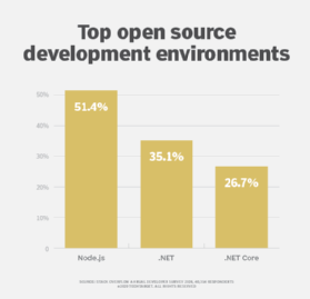 Graph of top open source development environments