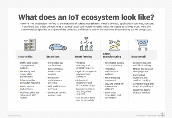 Graphic of what an IoT ecosystem looks like