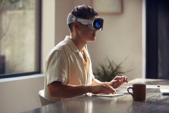 A user wearing Apple's new Vision Pro headset