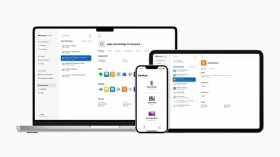 Apple Business Essentials running on a Macbook, iPhone and iPad
