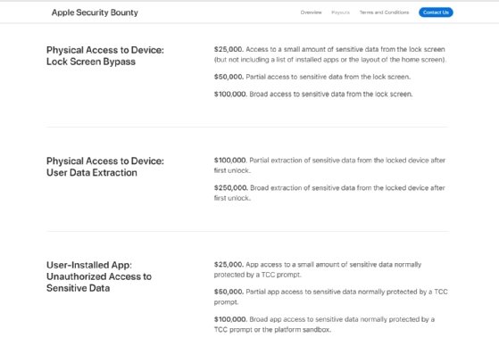 apple security bug bounty example payout