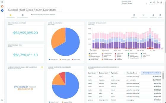 Screenshot of Apptio Cloudability FinOps dashboard.