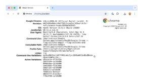 Screenshot of Google Chrome version details.