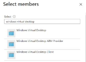 The search bar for roles within the AVD control pane