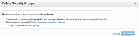 AWS error deleting security groups