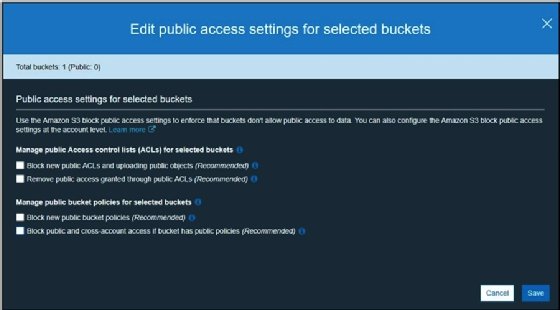 Screenshot of AWS S3 