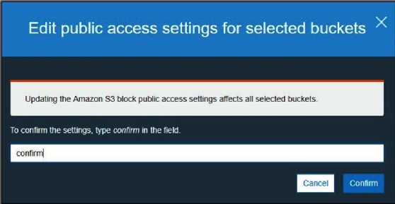 Screenshot of confirmation of changes to AWS S3 