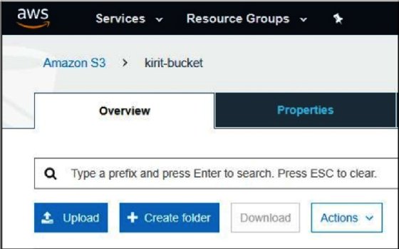 Screenshot of how to upload a bucket in AWS S3 Overview tab