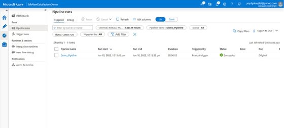 View your created pipeline in the The Pipeline screen