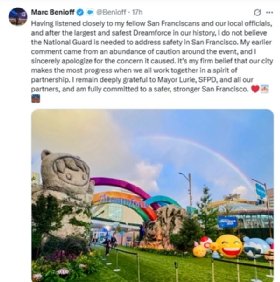 Screenshot of Marc Benioff apology on X