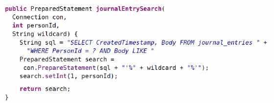 Example of a misused prepared statement