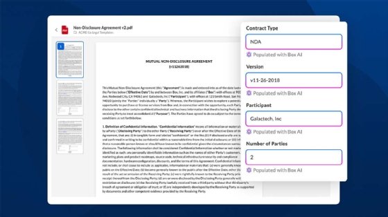 Box AI-powered metadata extraction example screenshot.