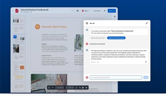 Screenshot of Box AI with GPT technology 