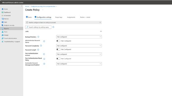 Windows LAPS password settings