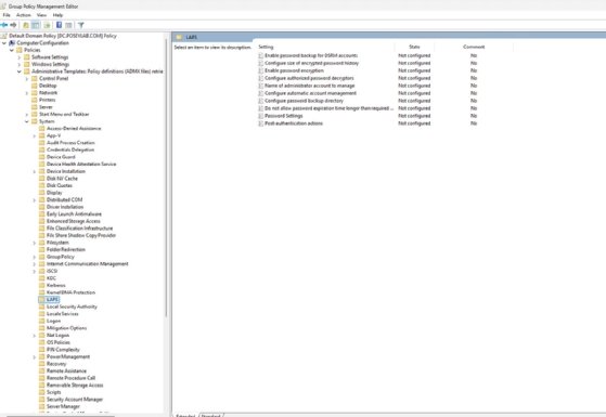 Windows LAPS group policy settings