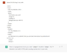 screen capture of a ChatGPT prompt and response involving computer code