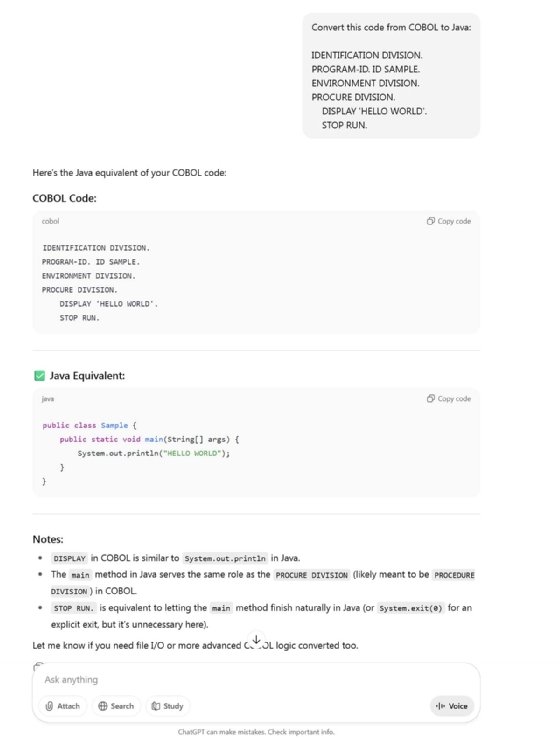 ChatGPT response